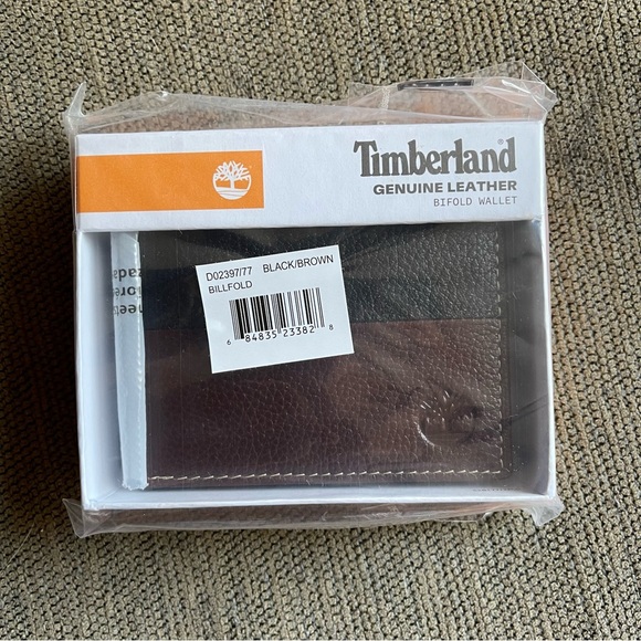NWT Timberland Sport Contrasting Leather Wallet Black/Brown - Picture 5 of 8